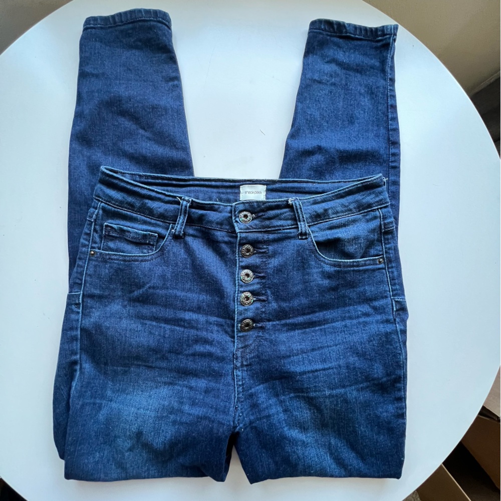 Modcloth Sneak Peek Button Front Denim Jeans, EUC!